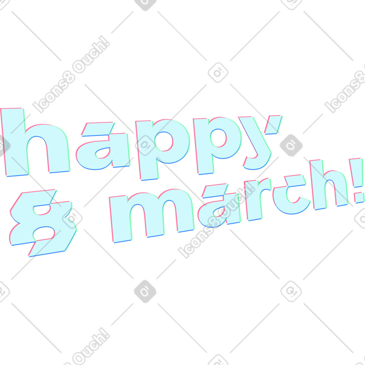 下载 Neon 风格的 短信 3 月 8 日快乐 插画，支持 PNG、SVG 格式