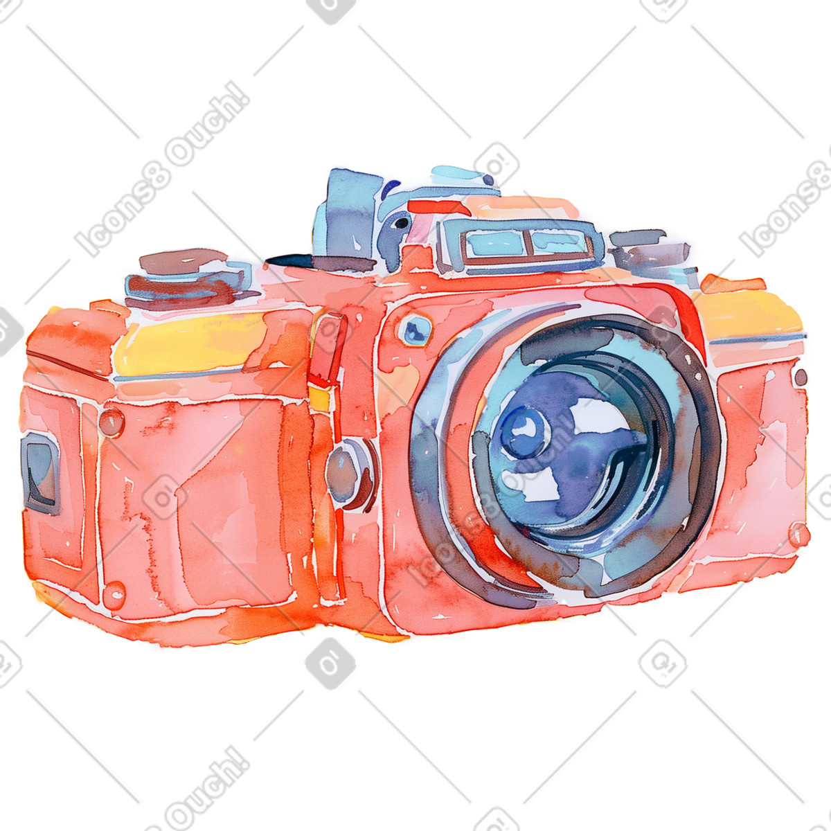 Telecamera illustrazione in stile Watercolor scarica in PNG, SVG