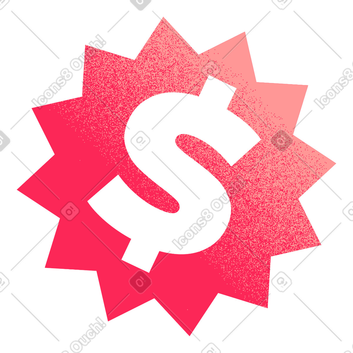 Dollarzeichen in roter form-Illustration im Typography-Stil als Download PNG, SVG