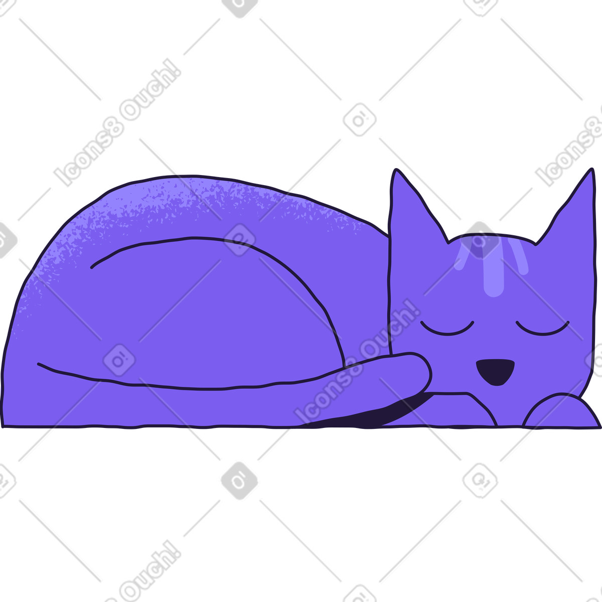 Katze schläft-Illustration im Conifer-Stil als Download in PNG, SVG