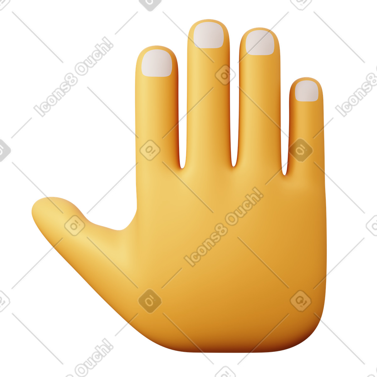 3D Sugary 스타일의 Yellow Hand with Nails 일러스트레이션 PNG, SVG 다운로드
