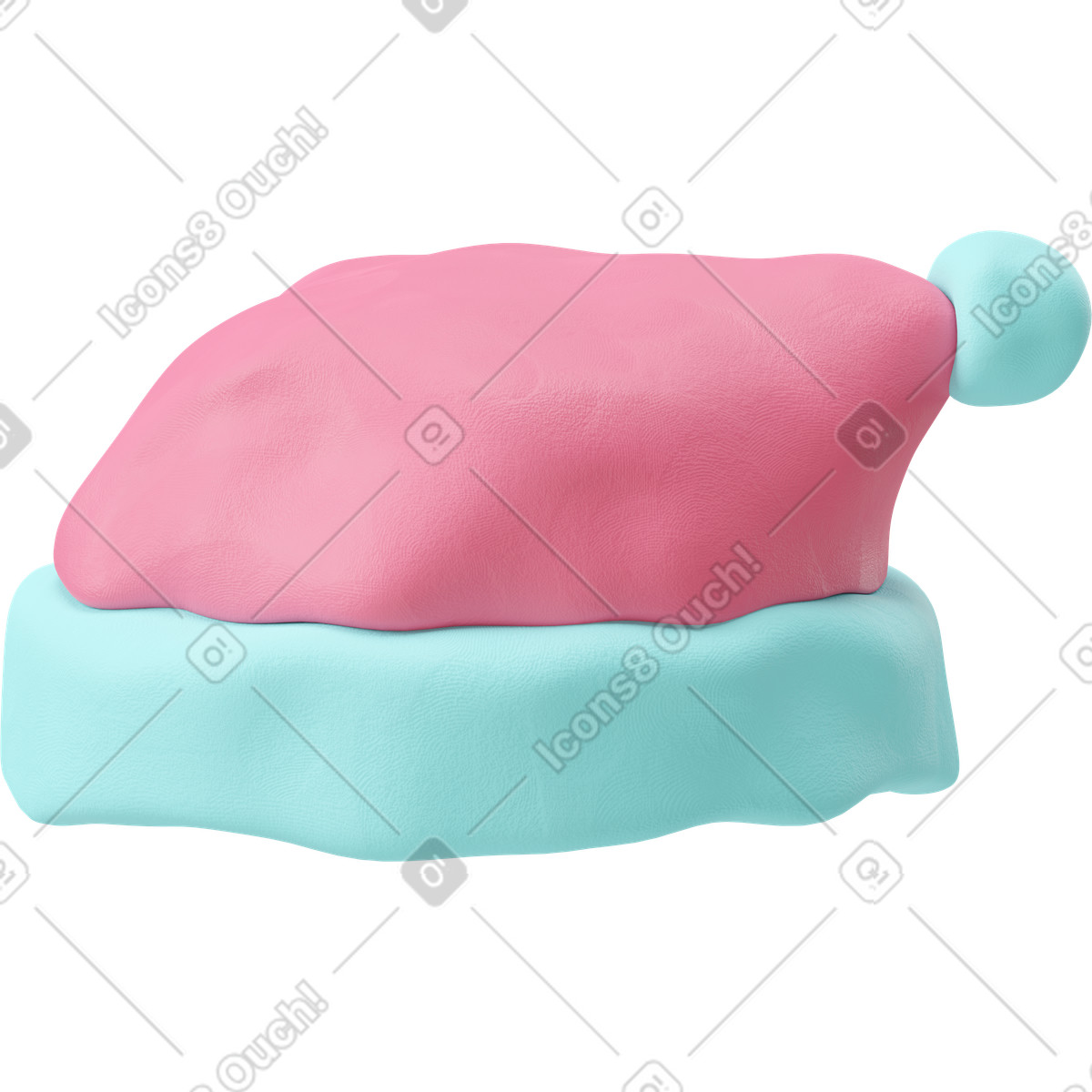Illustration Le chapeau du père noël dans style 3D Plastilina à télécharger aux formats PNG, SVG
