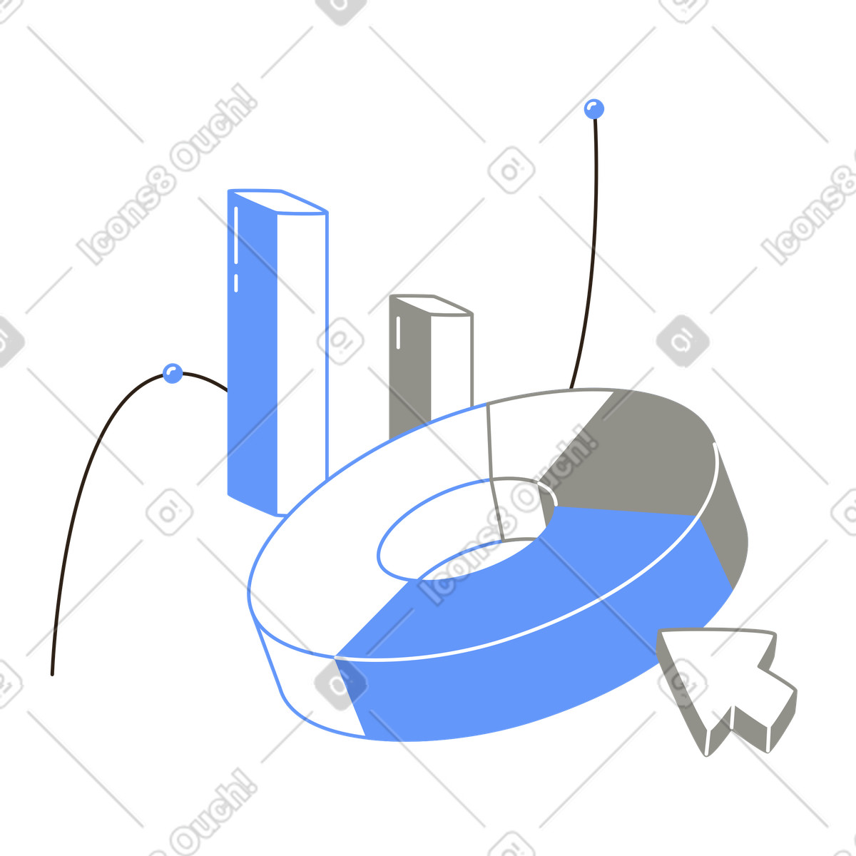 Análisis de datos para obtener información empresarial, estadísticas y seguimiento del rendimiento illustration in PNG, SVG