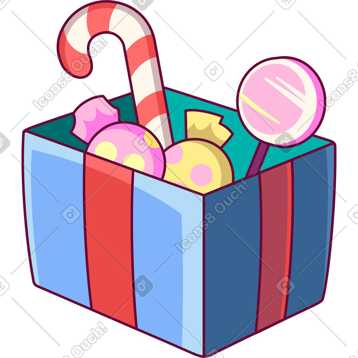 Illustration Box of sweets dans le style Handy à télécharger aux formats PNG, SVG