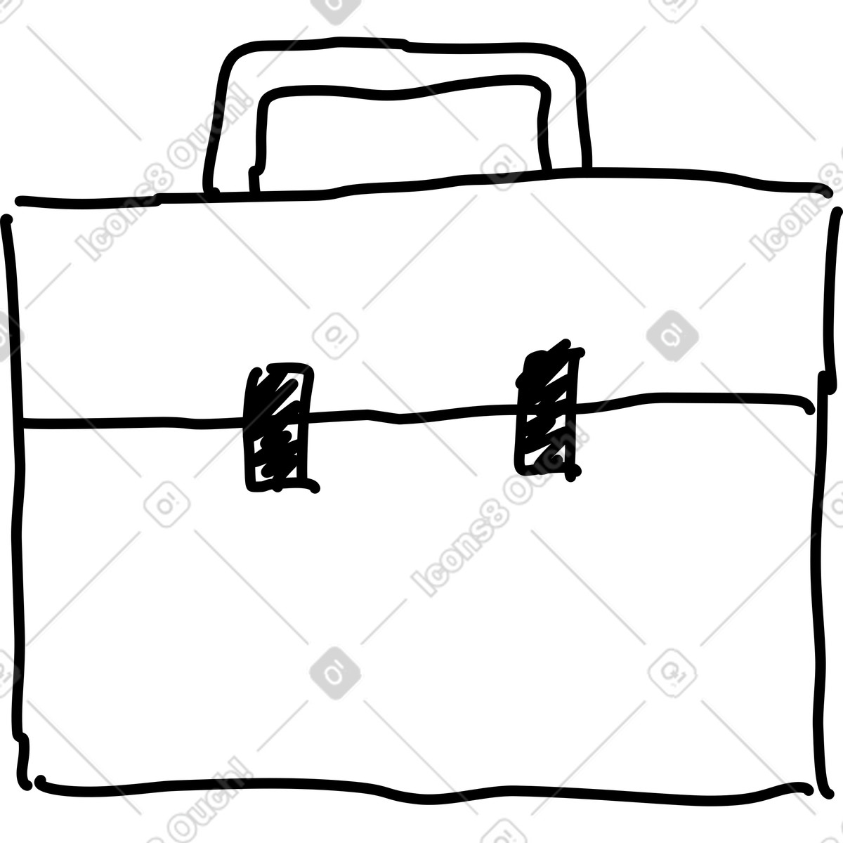 Ilustración Business briefcase sketch with simple handle and bag closures en estilo Rough a descargar en PNG y SVG