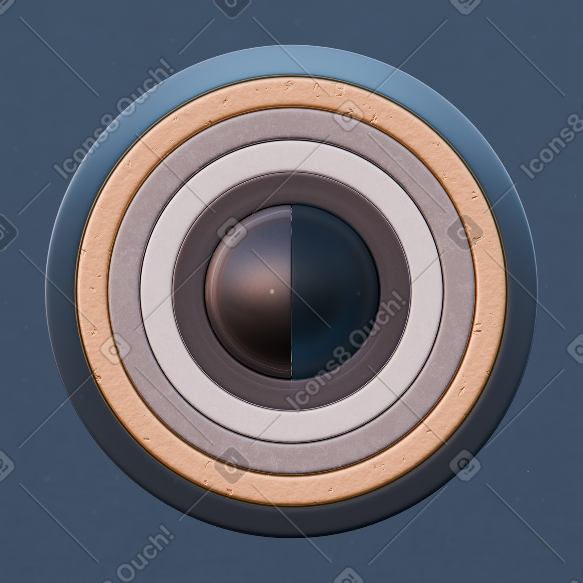 Ilustración Anillos circulares simétricos con esfera central en estilo 3D Luxe a descargar en PNG y SVG