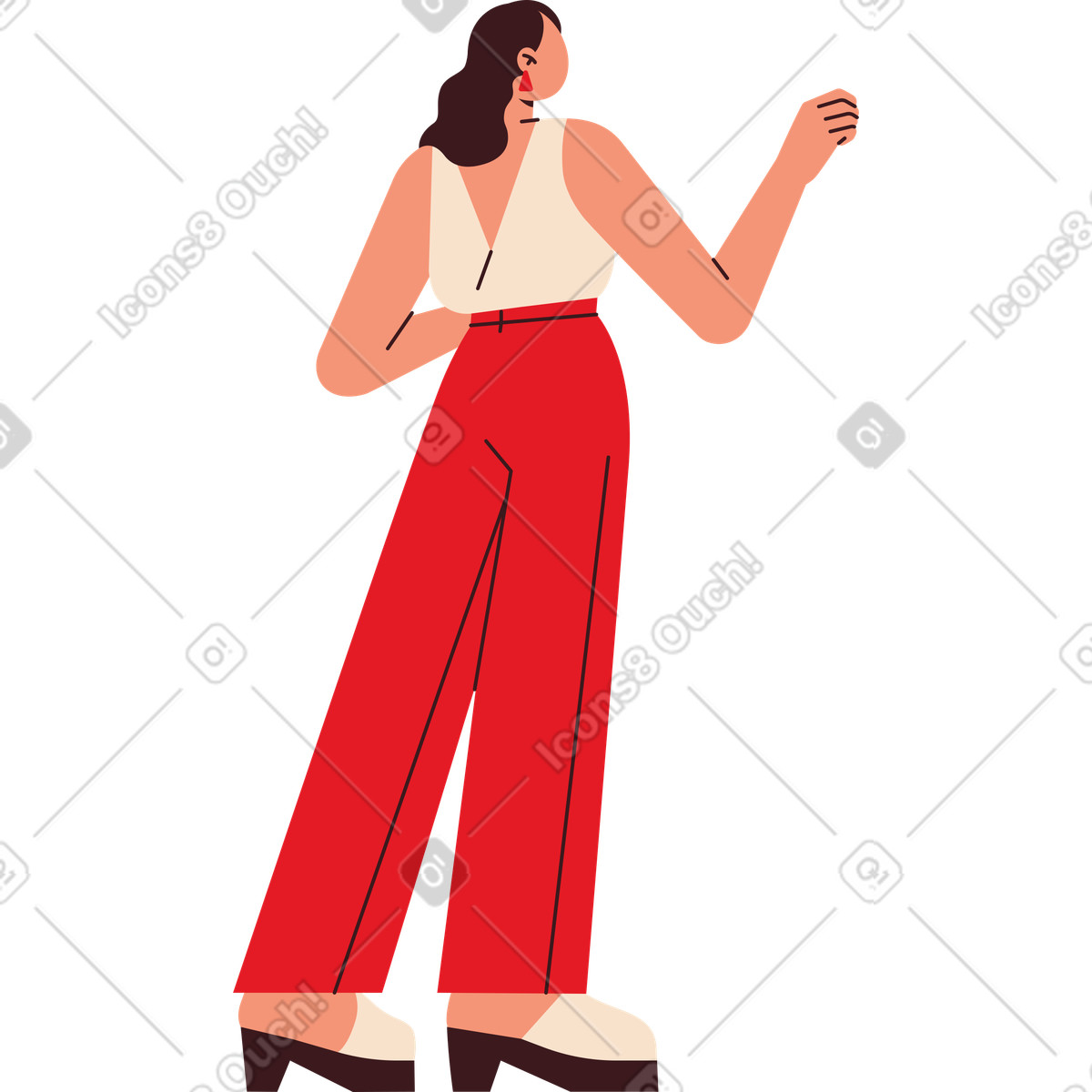 Ilustración Mujer de espaldas en estilo Folks a descargar en PNG y SVG