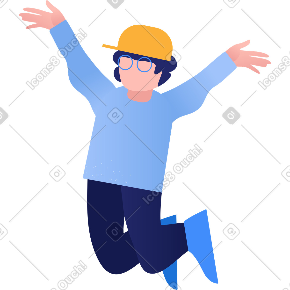 Ilustración Boy jumping en estilo Clip a descargar en PNG y SVG