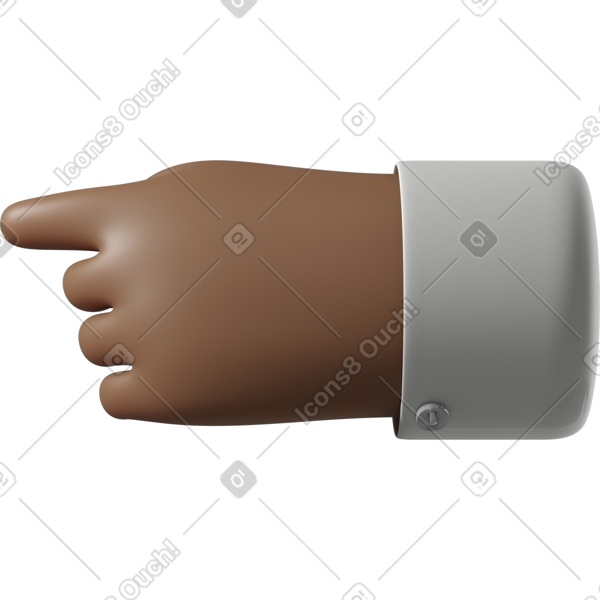 Dark brown skin hand pointing to the left illustration in 3D Hands Fun&Wild style download in PNG, SVG