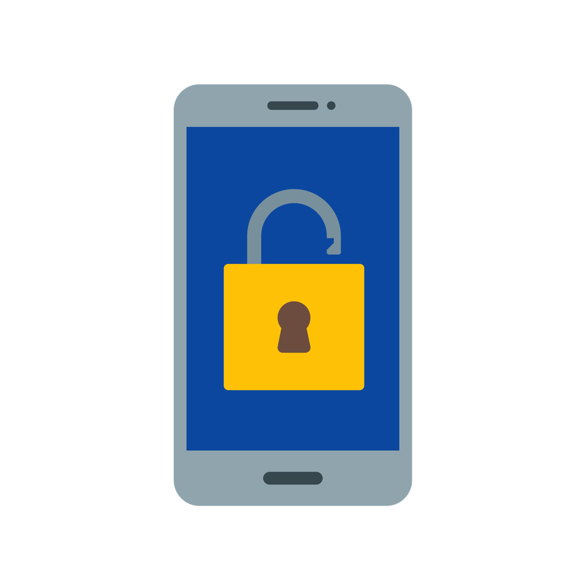 Mobile phone with unlocked screen illustration in Fogg style download in PNG, SVG