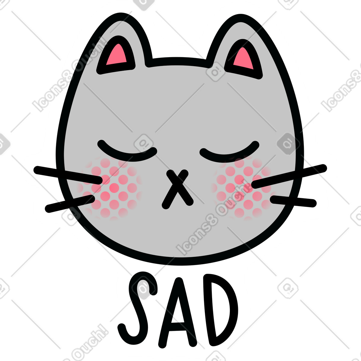 Illustration Chat triste avec texte dans le style Purrfect à télécharger aux formats PNG, SVG