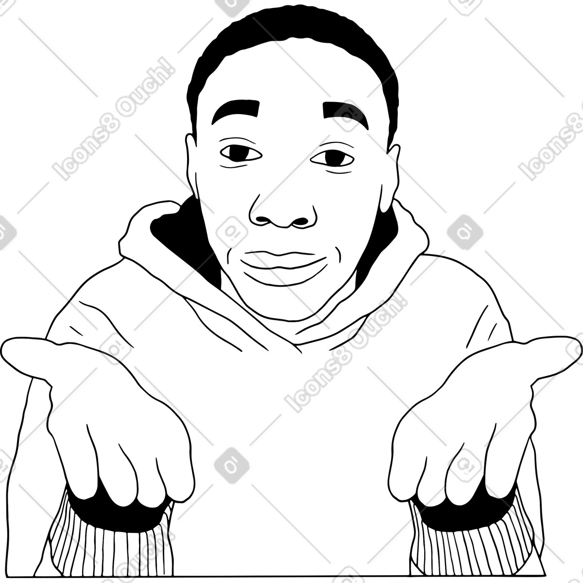 Ilustração de Encolhendo os ombros, jovem em no estilo Dudes para baixar em PNG, SVG