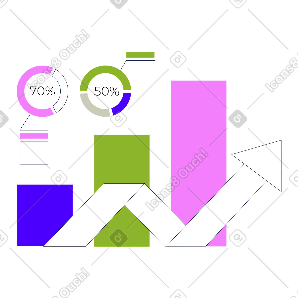 Business growth in statistical data illustration in PNG, SVG