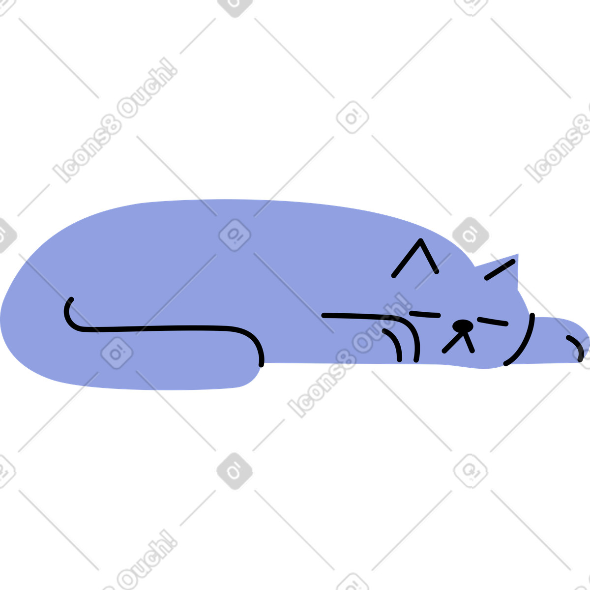 Schlafende katze-Illustration im Juicy-Stil als Download in PNG, SVG