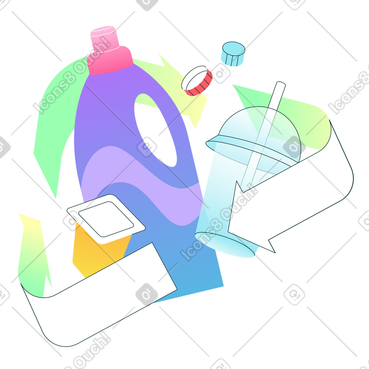 Recycling plastic for environmental conservation illustration in PNG, SVG