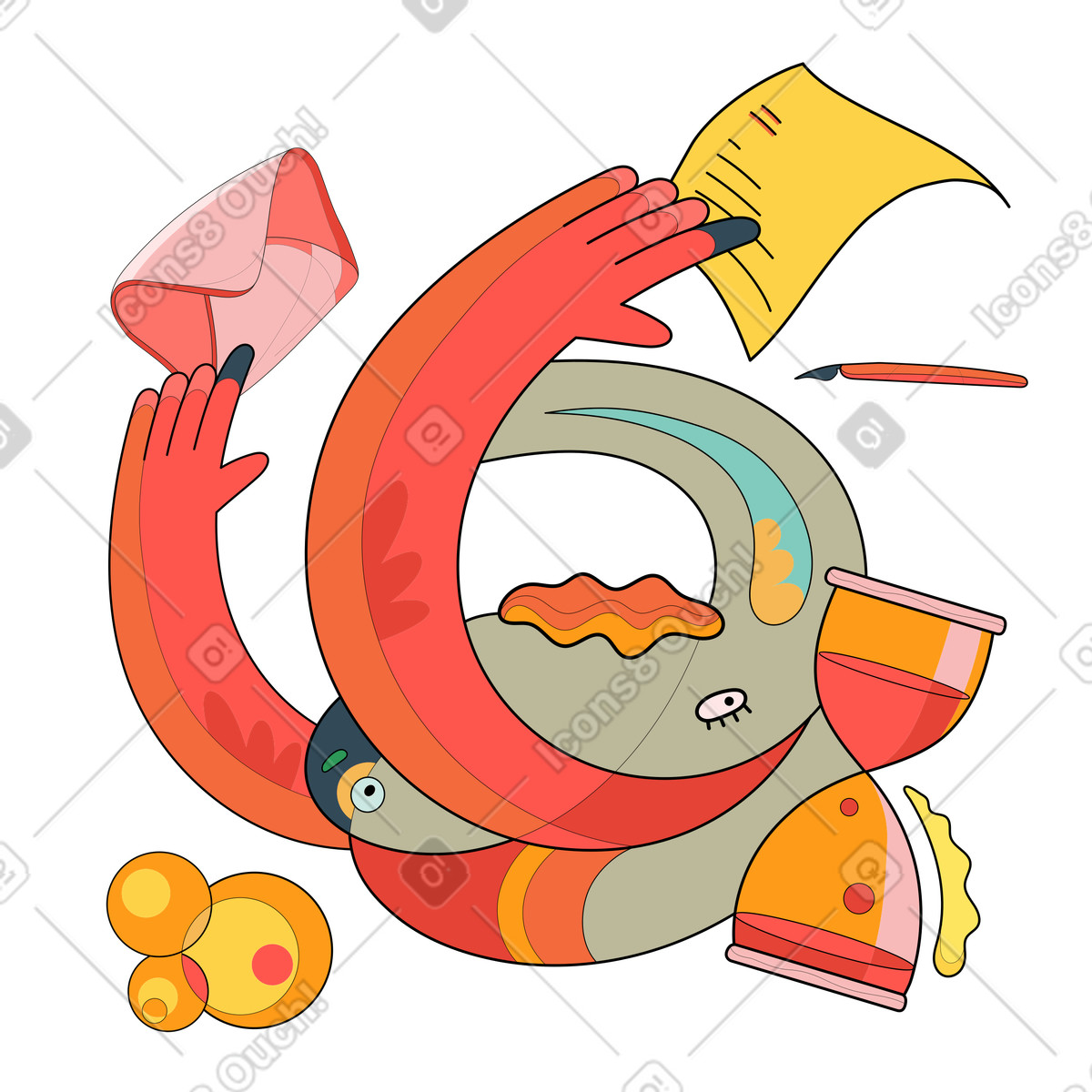 Scrivere una lettera illustrazione in stile Surr scarica in PNG, SVG
