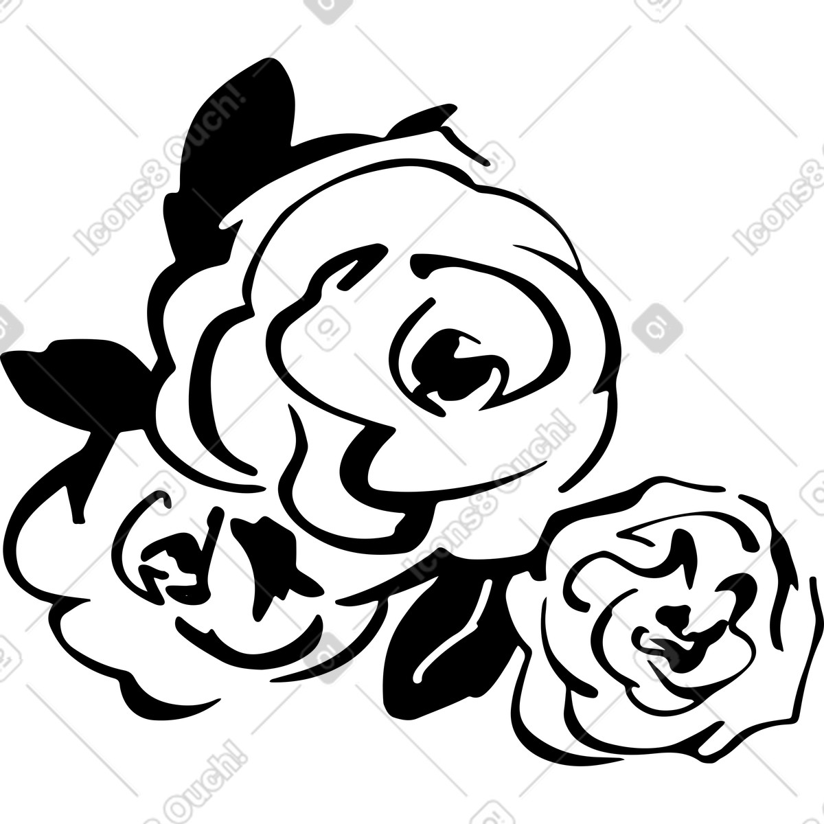 Drei rosen-Illustration im Line-Stil als Download in PNG, SVG