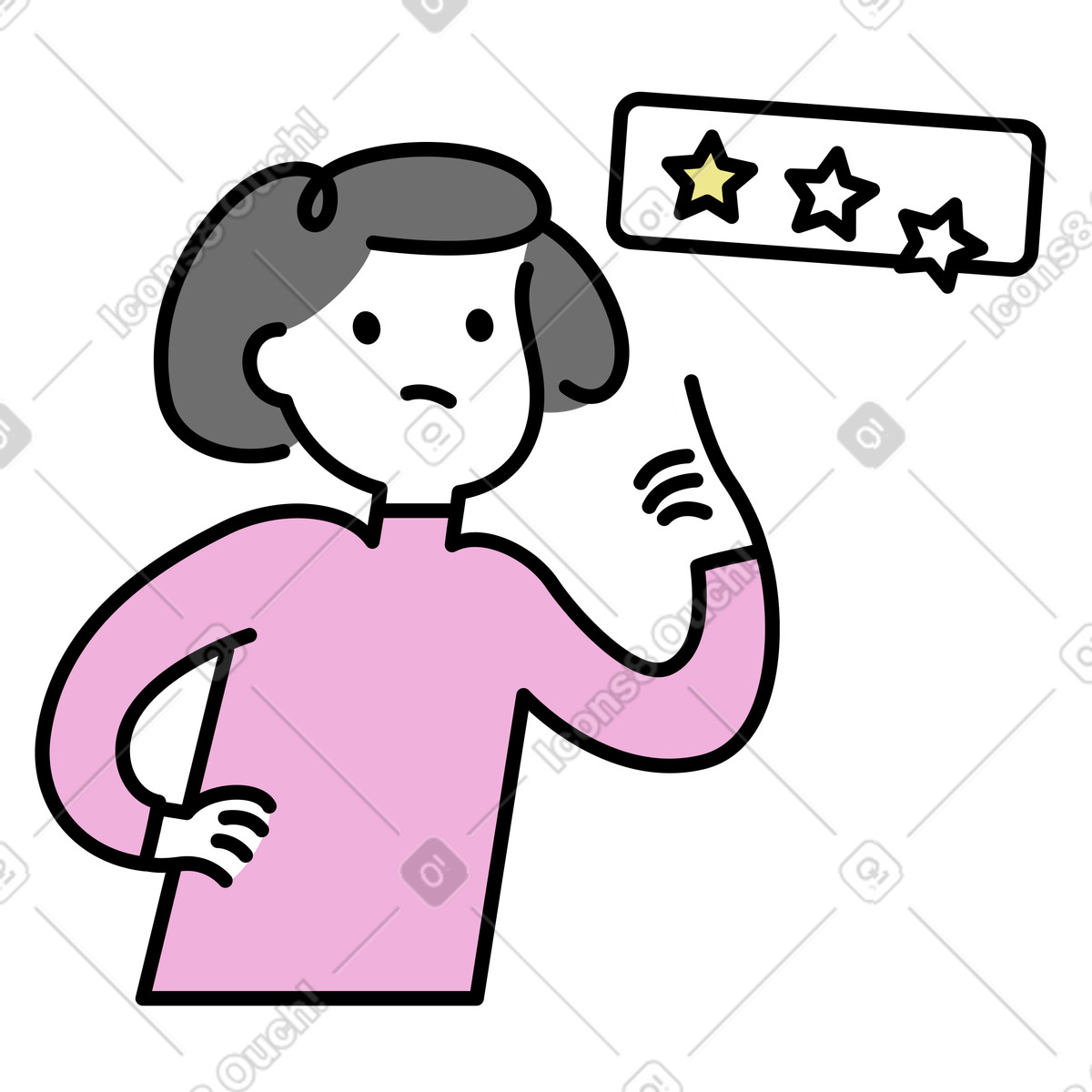 Cliente insoddisfatto, recensione negativa illustrazione in stile Mochi scarica in PNG, SVG