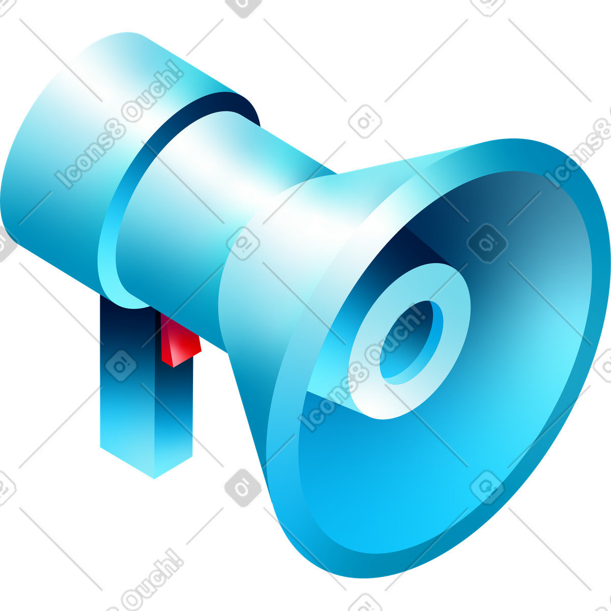 Isometric blue loudspeaker illustration in PNG, SVG