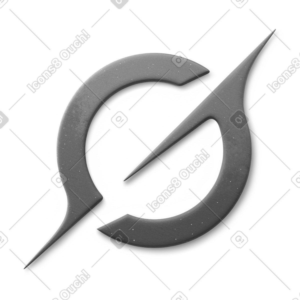Ilustração de Futuristic Grok logo ring split by diagonal spike em no estilo 3D Microsoft Fluent illustration para baixar em PNG, SVG