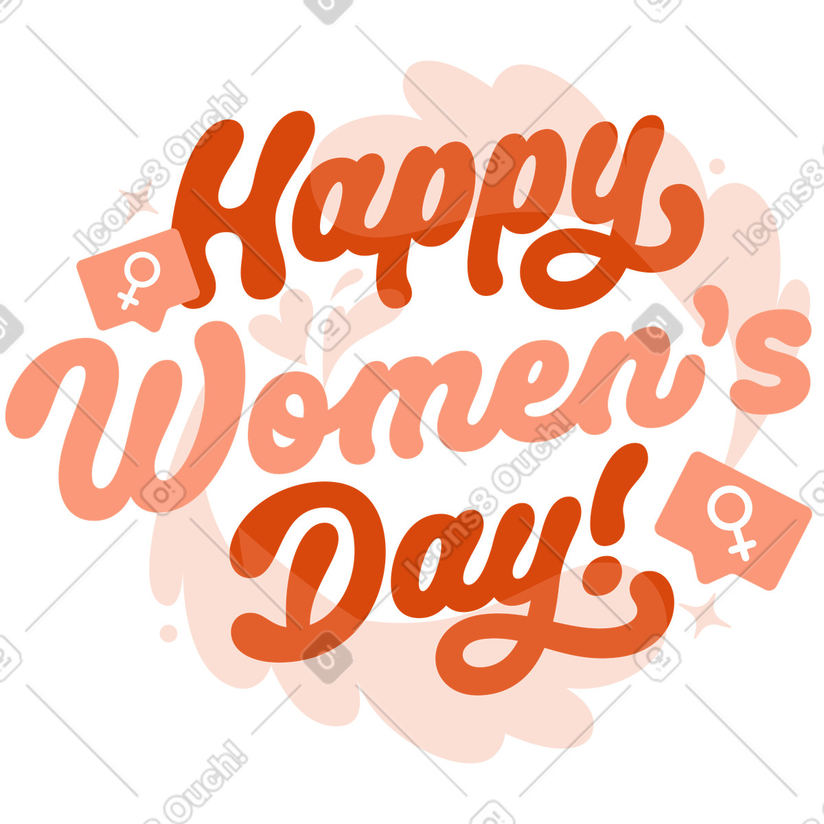 Illustration Festive lettering and splash design for happy women's day, gender equality awareness dans le style Orange à télécharger aux formats PNG, SVG
