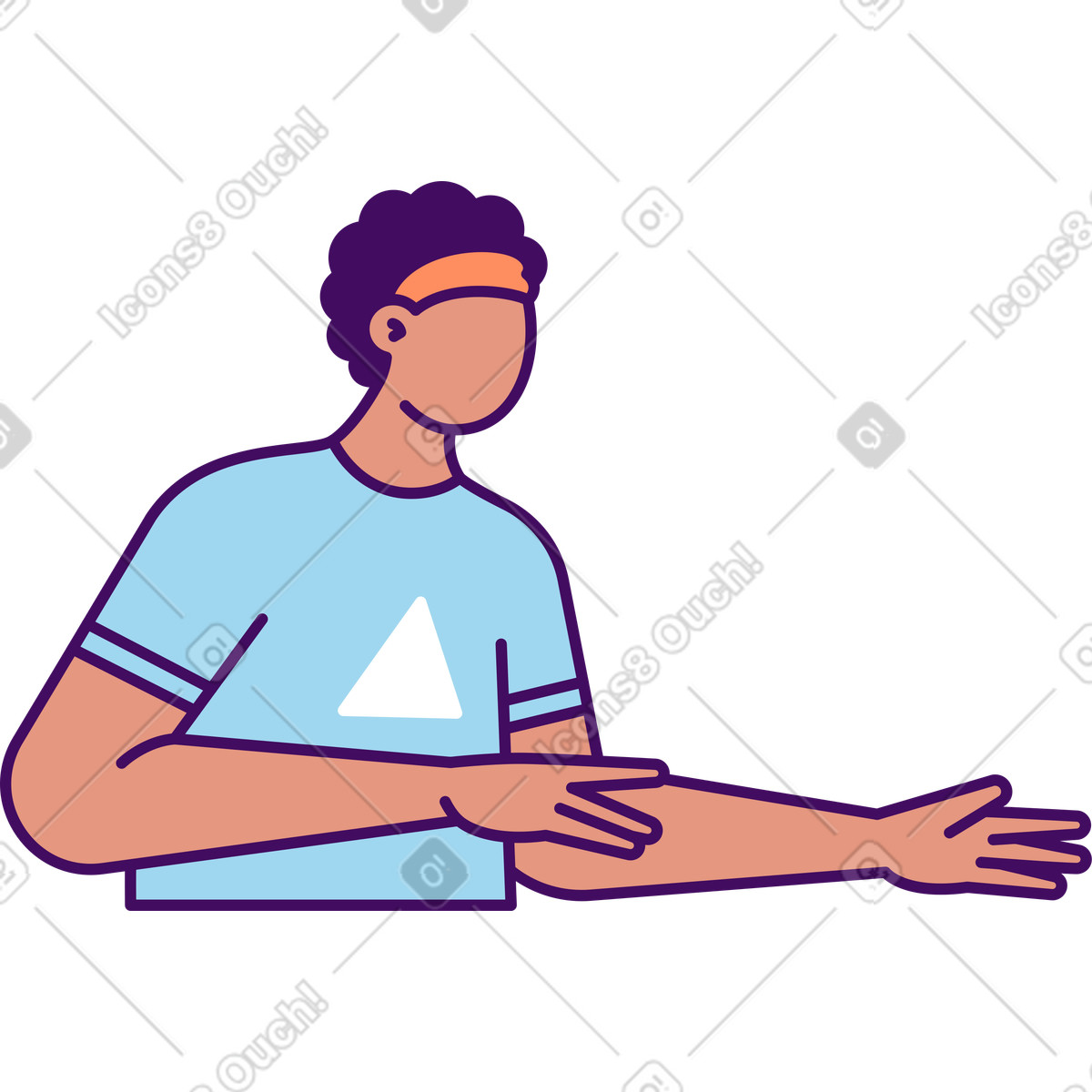 Young man in a blue t-shirt illustration in Simplistic style download in PNG, SVG