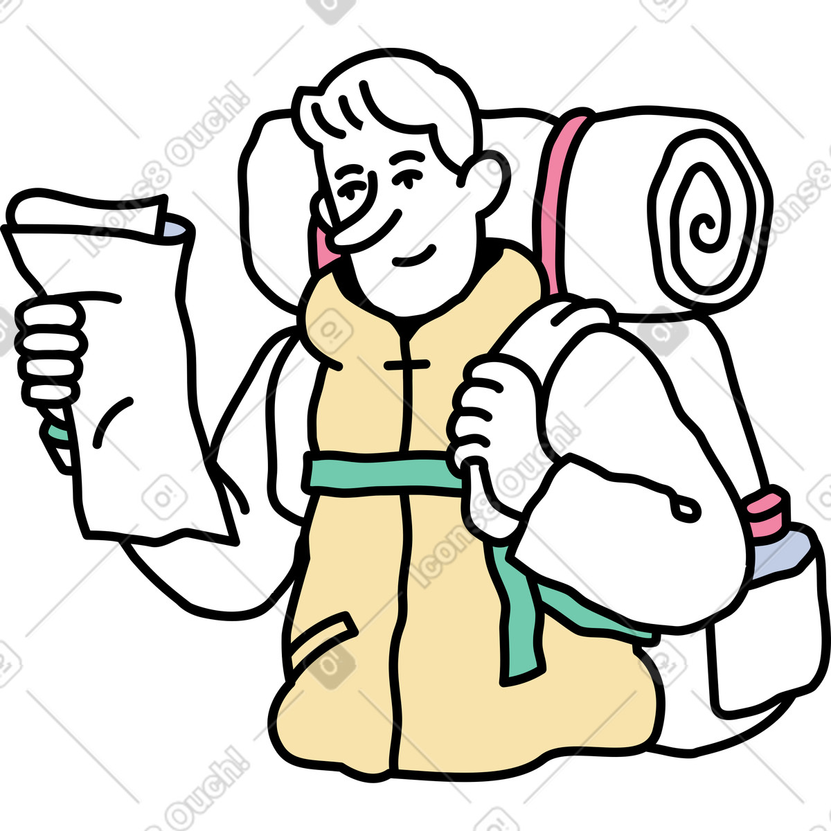 Notes スタイルの 地図を見ている若い男性 のイラストをPNG、SVG形式でダウンロード