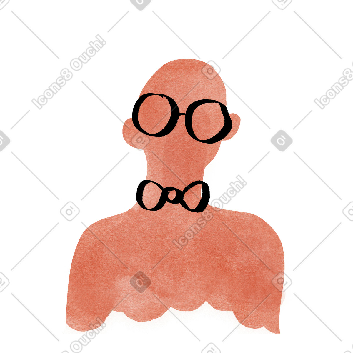 Person mit brille und fliege, social-media-profilbild animierte Illustration im Hand-drawn animation-Stil als Download in GIF, Lottie (JSON), AE