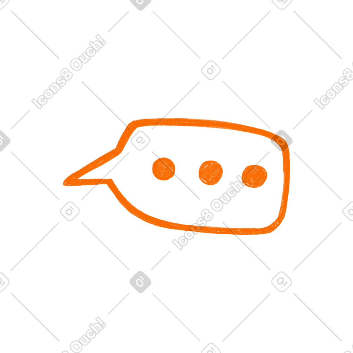 Orange bubble with three dots illustration in Biro style download in PNG, SVG