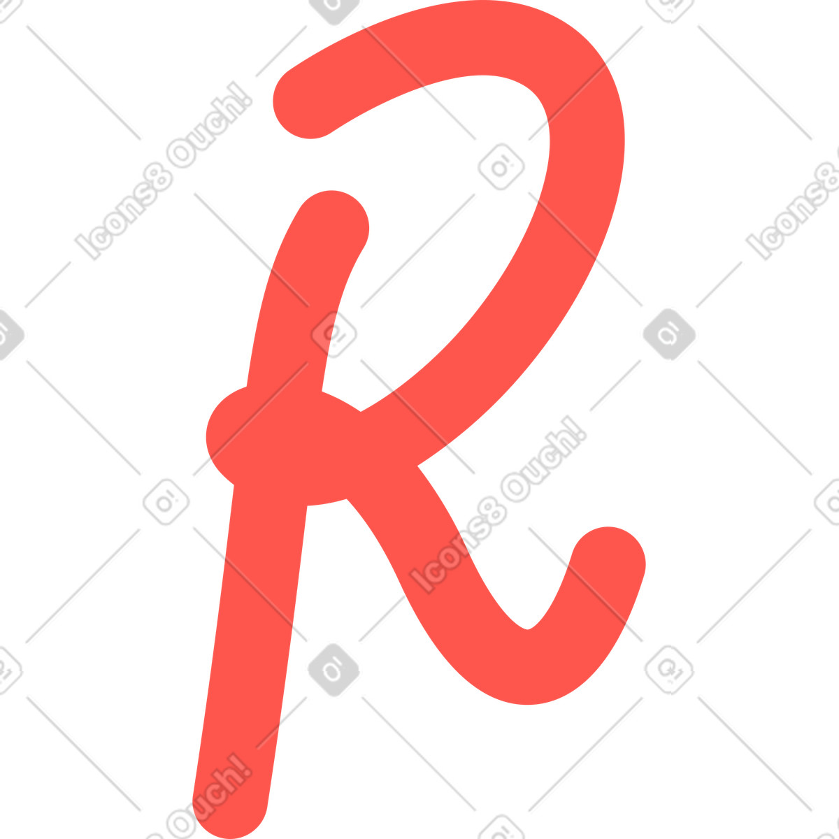 Kingdom スタイルの 赤い大文字のr のイラストをPNG、SVG形式でダウンロード
