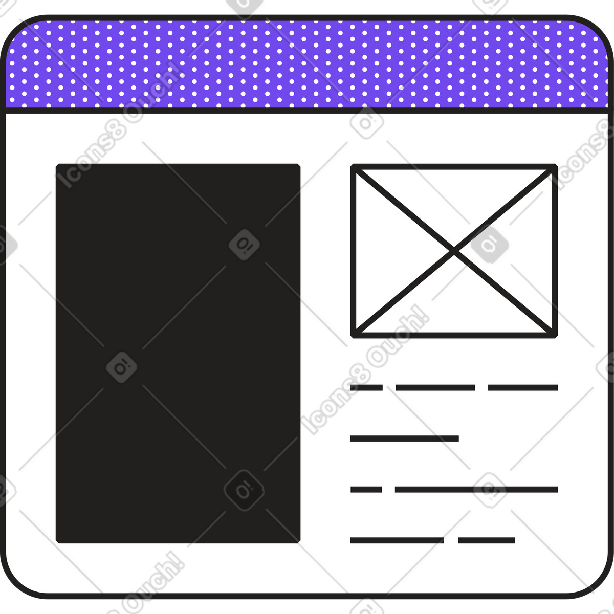 Web page template in black and blue colors illustration Dazzle style download PNG, SVG