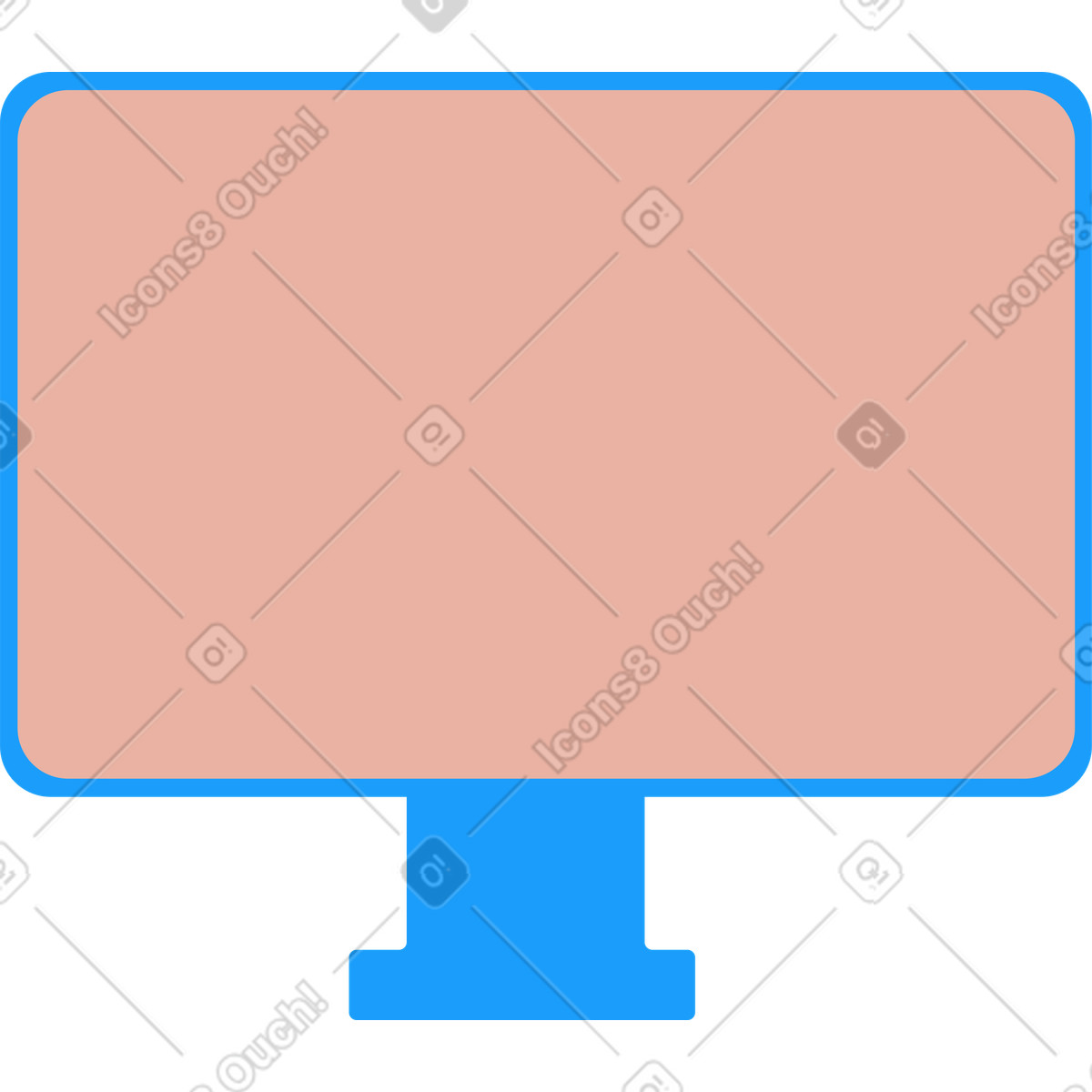 Monitor del computer blu con schermo vuoto illustrazione in stile Kiddo scarica in PNG, SVG
