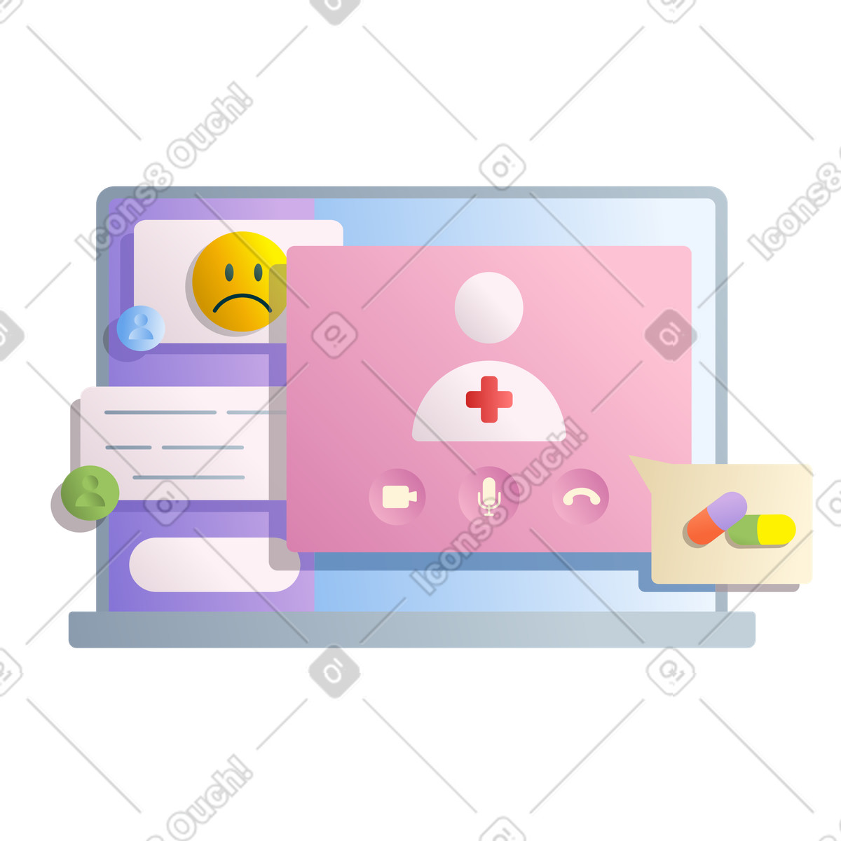 Illustration Consultation médicale en ligne dans le style Silky à télécharger aux formats PNG, SVG