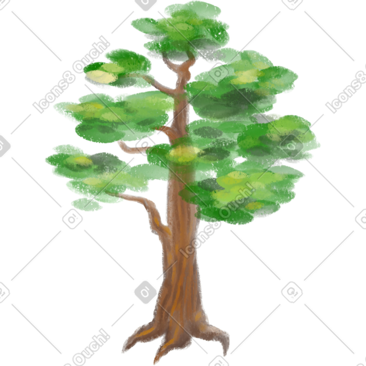 Tree illustrazione in stile Mushy scarica in PNG, SVG