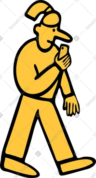 Woman walking and looking at the phone PNG, SVG