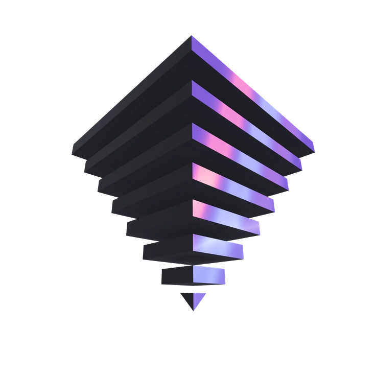 A pyramid made of layered, gradient surfaces - 3D Illusion style illustration