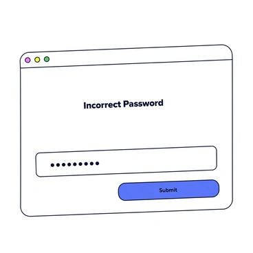 A login screen displaying 'Incorrect Password' in bold text