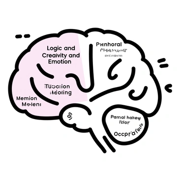 A comforting illustration of a brain with mental health areas labeled