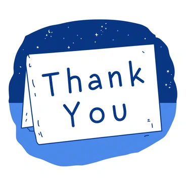 A white thank you card is set against a duotone backdrop of a deep blue starry night sky. The sky is filled with twinkling stars that shimmer in the darkness, scattered across the surface. "Thank You" is creatively displayed, formed by stars arranged in a constellation pattern. Each letter is composed of tiny bright points, connecting with delicate lines, creating a celestial design on the card. The overall composition conveys a sense of gratitude and wonder, with the night sky evoking a feeling of calm.