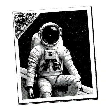 An astronaut in a space suit is floating in the vastness of space. The astronaut's helmet reflects distant stars and planets. There are small details on the space suit, such as patches and lights. The scene is enclosed within the design of a matchbox, showcasing the matchbox's edges and texture. The astronaut seems to be in a posture that suggests peaceful drifting amidst the blackness of space. The matchbox itself has a simple, functional design, emphasizing the astronaut’s figure against the starry background.