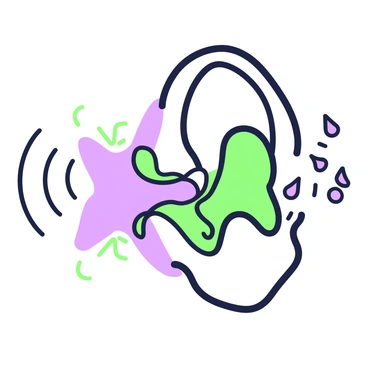A close-up illustration of an eardrum shown in a detailed anatomical view. The eardrum is depicted as a thin, translucent membrane, clearly displaying its delicate texture and fine details. Surrounding the eardrum, various sound waves are illustrated as curved lines converging toward it, representing the process of hearing. The illustration captures the intricate structure of the surrounding ear canal and the tiny bones in the middle ear, each clearly defined. The overall composition emphasizes the fragility and importance of the eardrum in the auditory system.
