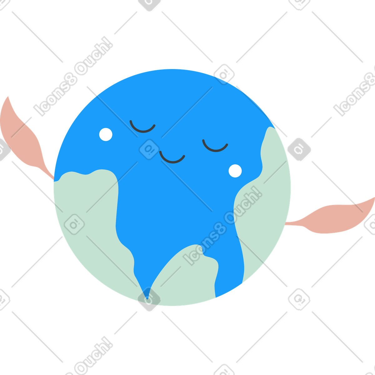 Planet erde mit einem lächeln-Illustration im Kiddo-Stil als Download in PNG, SVG