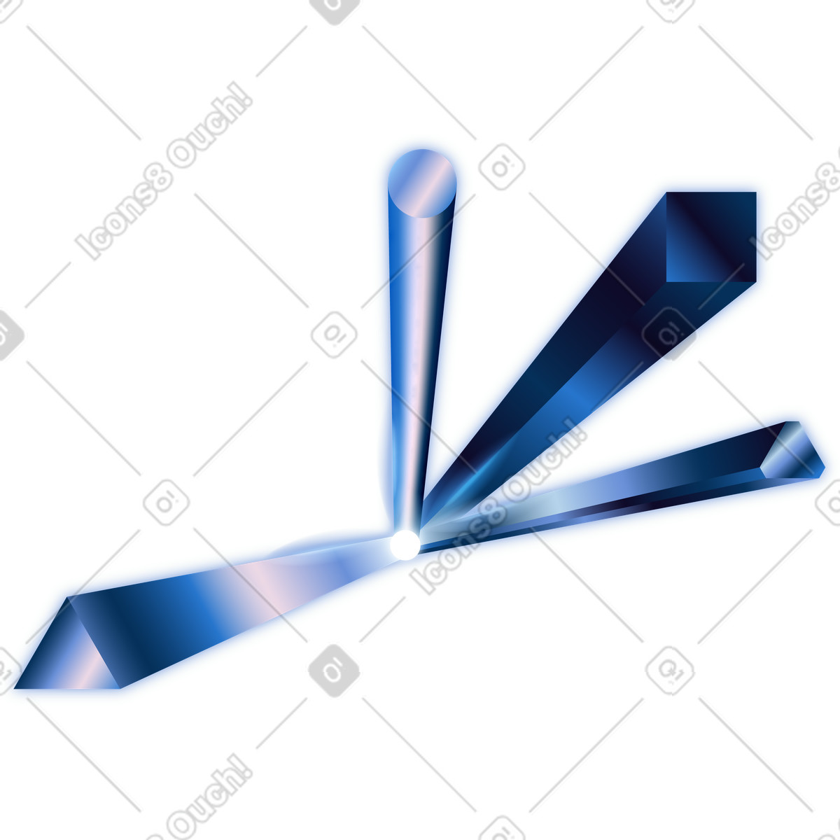 Dimension スタイルの Glowing geometric shape rods in radial perspective のイラストをPNG、SVG形式でダウンロード
