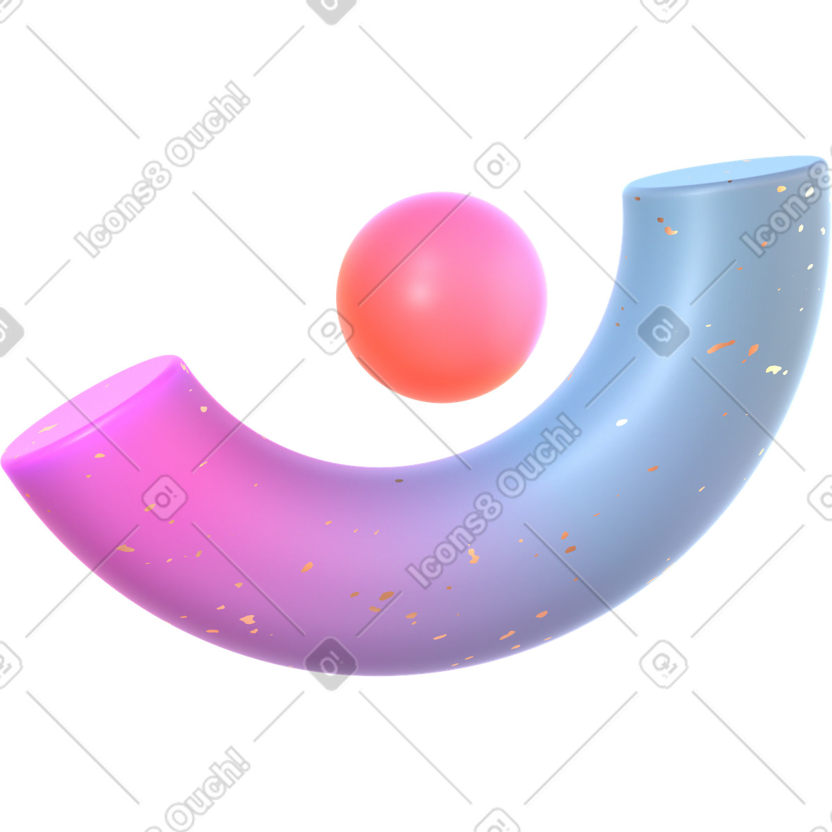 Ilustração de Meio toro e esfera plástico em no estilo 3D Glassy para baixar em PNG, SVG