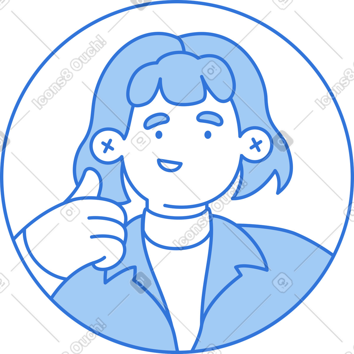 下载 Sky 风格的 女人竖起大拇指头像 插画，支持 PNG、SVG 格式