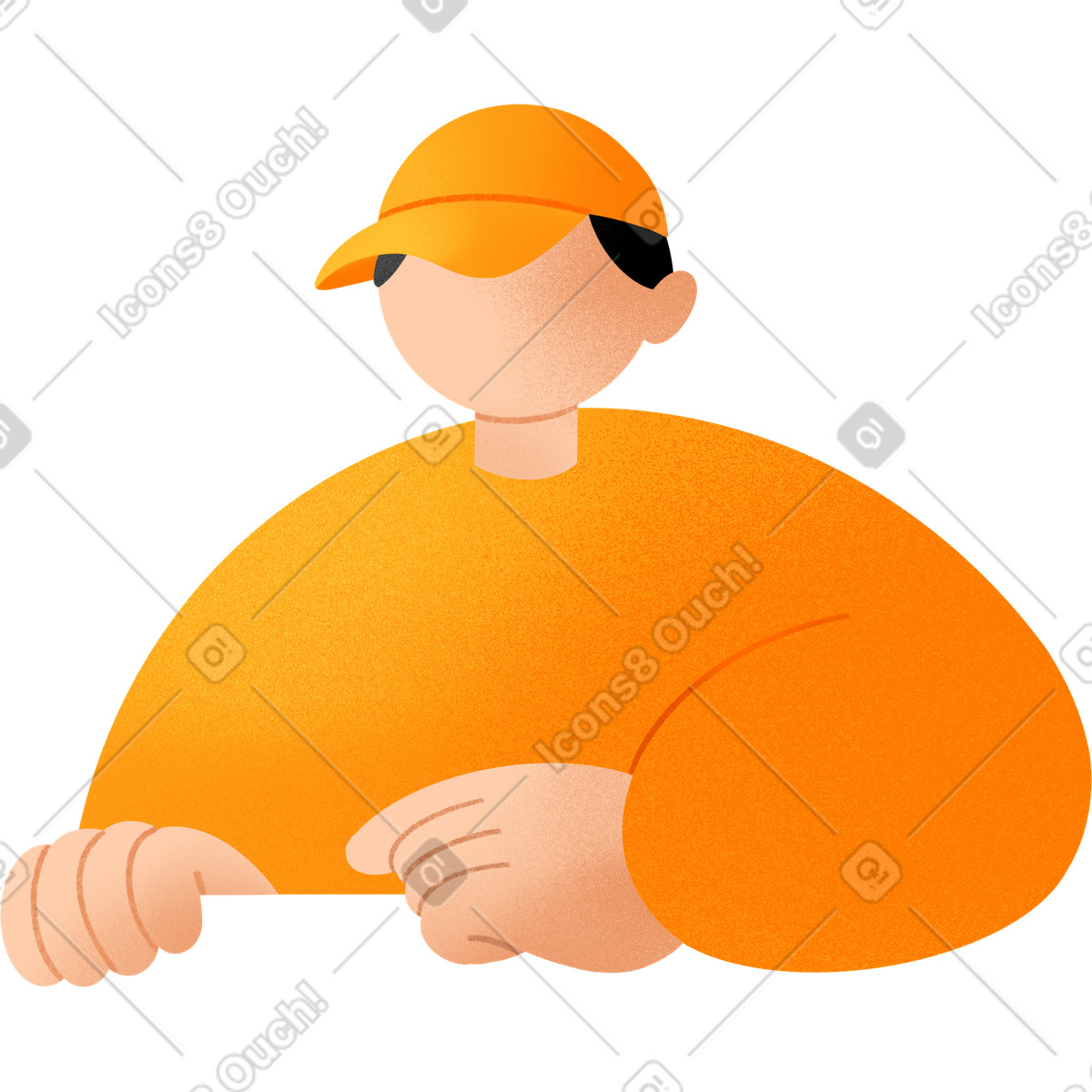 Young man in orange uniform-Illustration im Joy-Stil als Download PNG, SVG