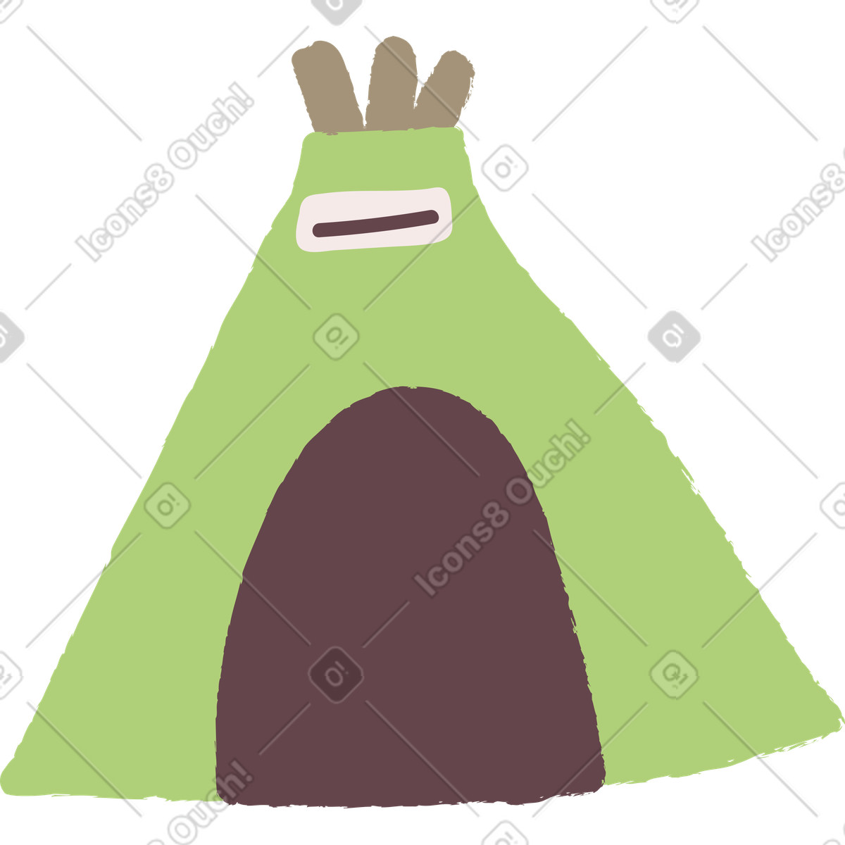Ginger Cat 스타일의 Green tent 일러스트레이션 PNG, SVG 다운로드