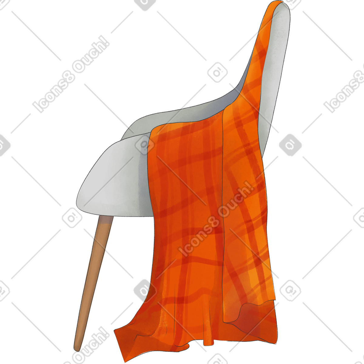 Armchair with checkered blanket illustration in Seasons style download in PNG, SVG