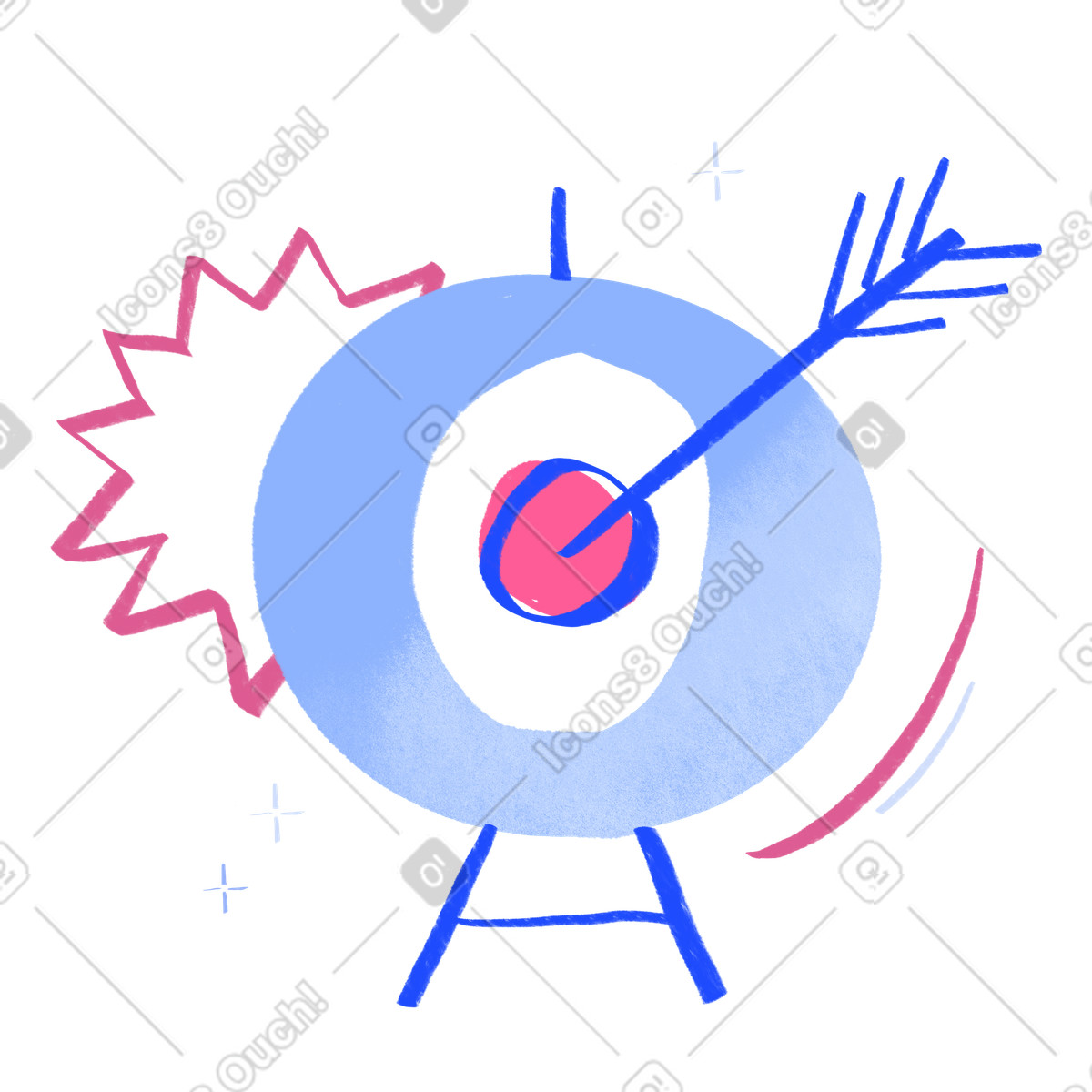 Ilustração de Bulls eye with an arrow in the center em no estilo Quirky para baixar em PNG, SVG