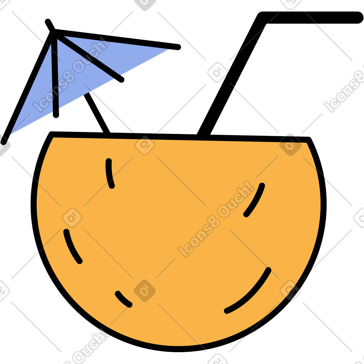 Kokosnuss-Illustration im Bloom-Stil als Download in PNG, SVG